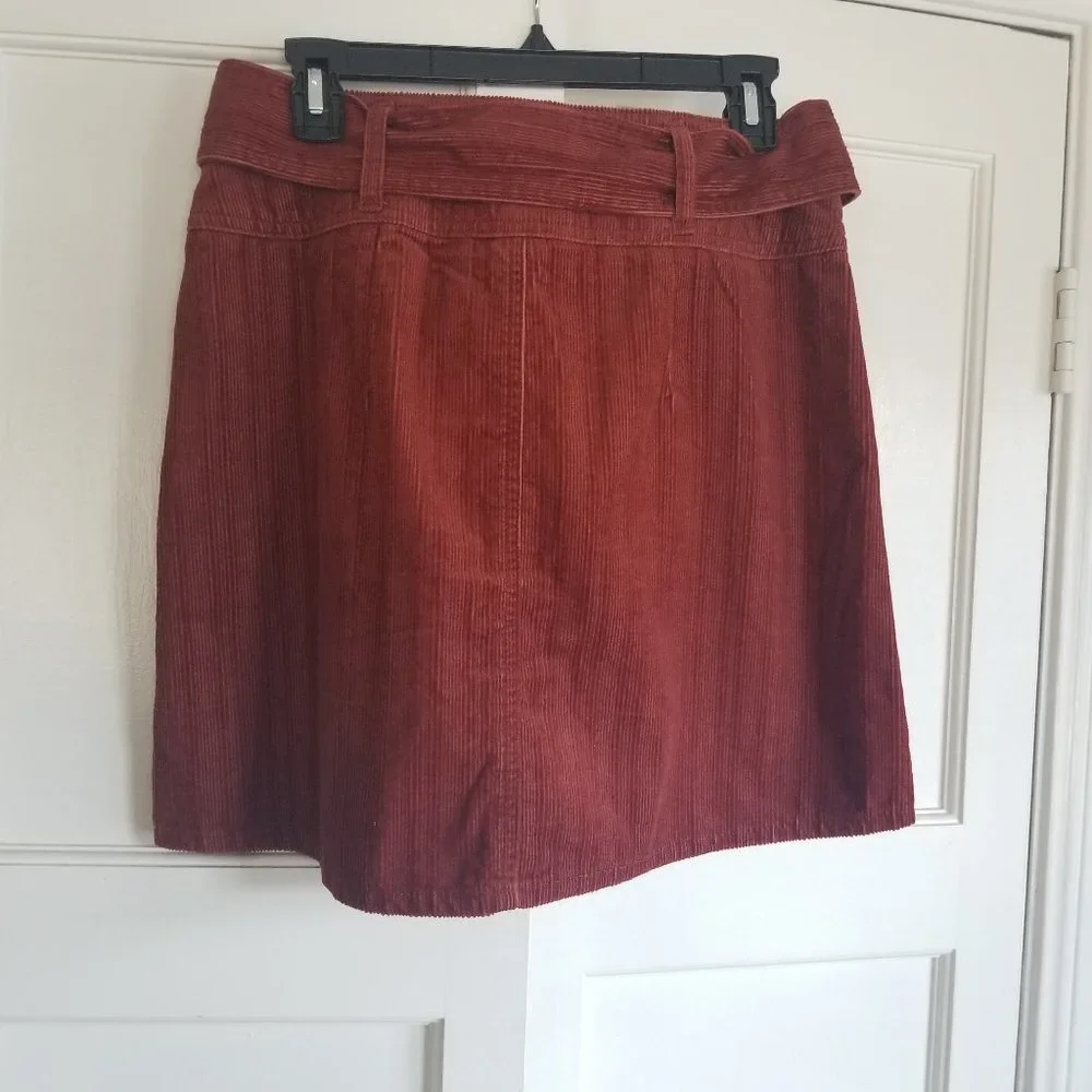 Rewash Rust Corduroy Skirt with Wide Self Belt